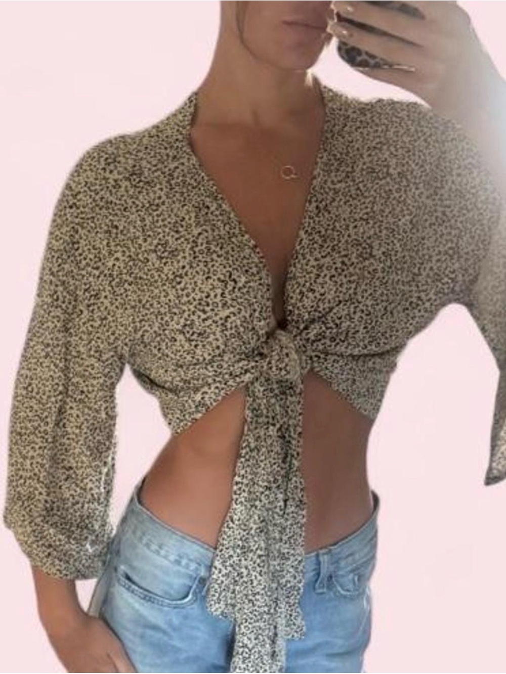 Japna Cheetah Tie Crop Top